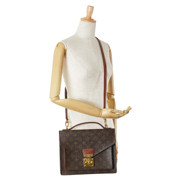 ルイ ヴィトン モノグラム モンソー ハンドバッグ ショルダーバッグ 2WAY M51185 ブラウン PVC レザー レディース LOUIS VUITTON 【中古】