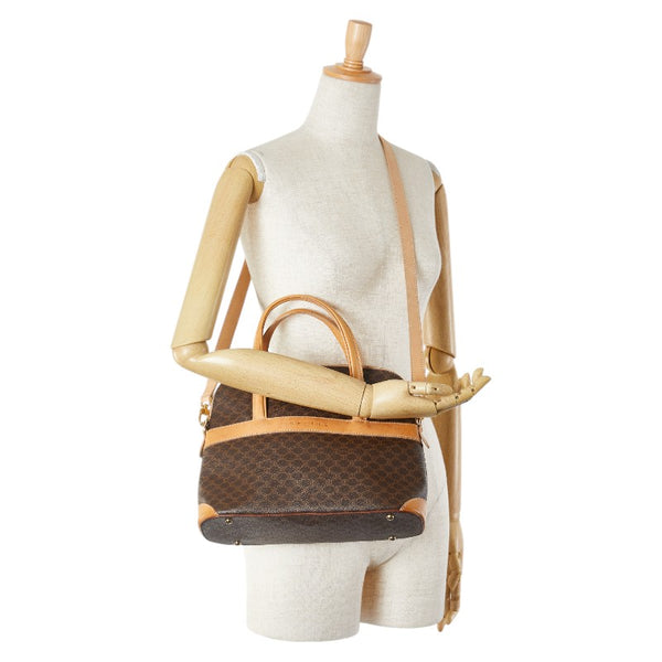 セリーヌ マカダム ハンドバッグ ショルダーバッグ 2WAY ブラウン PVC レザー レディース CELINE 【中古】