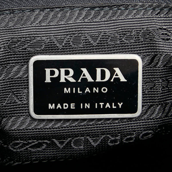 プラダ 三角ロゴプレート ショルダーバッグ カーキグリーン ナイロン レザー レディース PRADA 【中古】