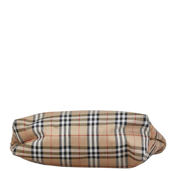 バーバリー ノバチェック トートバッグ ベージュ ブラック ナイロン レザー レディース BURBERRY 【中古】