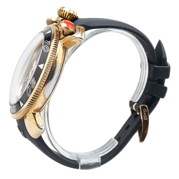 ガガミラノ クロノ48 腕時計 6056.6 クオーツ シルバー文字盤 ステンレススチール ラバー メンズ 【中古】