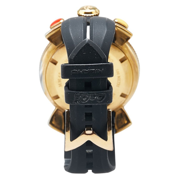 ガガミラノ クロノ48 腕時計 6056.6 クオーツ シルバー文字盤 ステンレススチール ラバー メンズ 【中古】