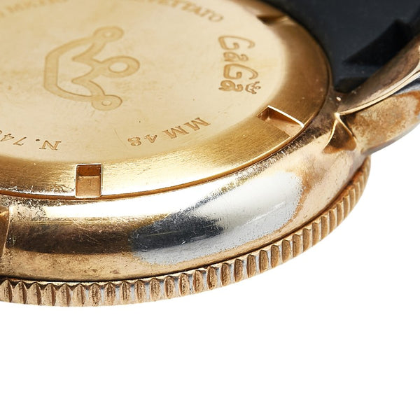 ガガミラノ クロノ48 腕時計 6056.6 クオーツ シルバー文字盤 ステンレススチール ラバー メンズ 【中古】