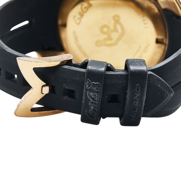 ガガミラノ クロノ48 腕時計 6056.6 クオーツ シルバー文字盤 ステンレススチール ラバー メンズ 【中古】