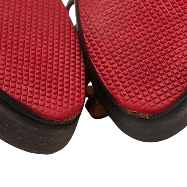 クリスチャンルブタン パンプス オープントゥ ハイヒール サイズ：34 1/2 ブラウン レザー レディース Christian Louboutin 【中古】