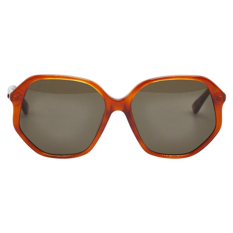 グッチ サングラス GG0258SA ブラウン プラスチック レディース GUCCI 【中古】