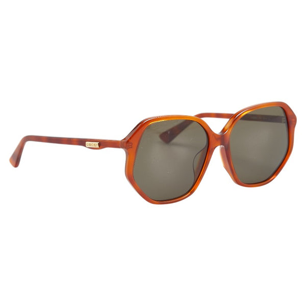 グッチ サングラス GG0258SA ブラウン プラスチック レディース GUCCI 【中古】