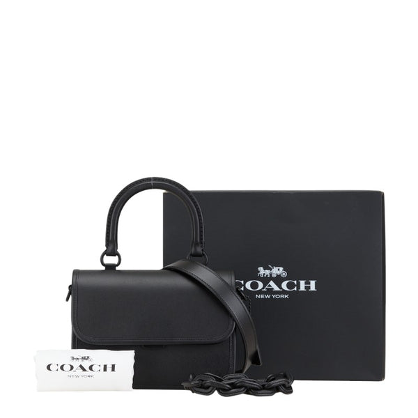 コーチ ローグ トップ ハンドル ハンドバッグ ショルダーバッグ 2WAY CQ760 ブラック レザー レディース COACH 【中古】