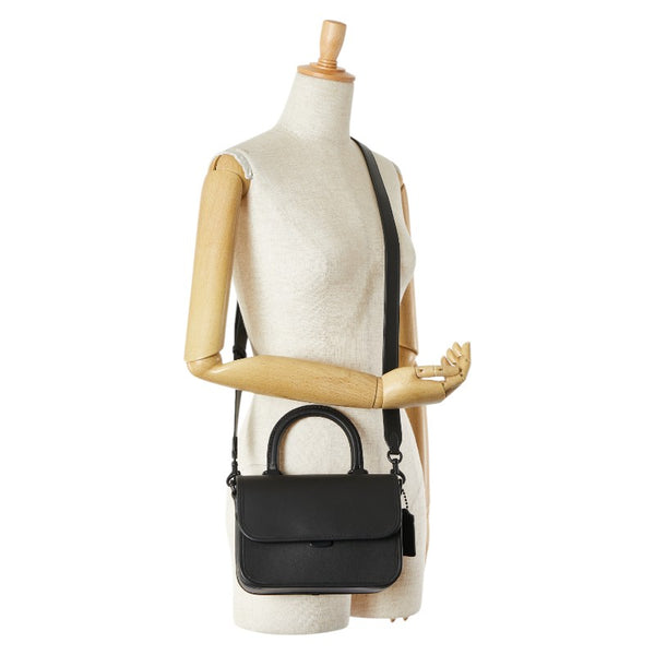 コーチ ローグ トップ ハンドル ハンドバッグ ショルダーバッグ 2WAY CQ760 ブラック レザー レディース COACH 【中古】