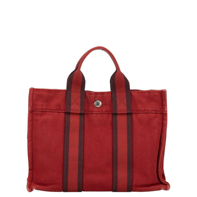 エルメス フールトゥ トートPM ハンドバッグ レッド キャンバス レディース HERMES 【中古】
