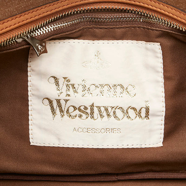 ヴィヴィアンウエストウッド ハンドバッグ ブラウン マルチカラー キャンバス レザー レディース Vivienne Westwood 【中古】