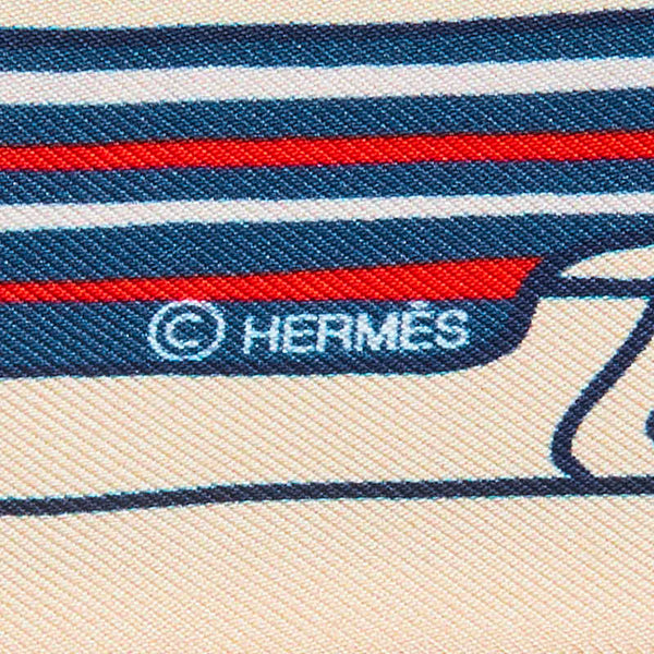 エルメス ツイリー Les Chiens Parisiens パリジャンの犬 スカーフ ベージュ ブルー マルチカラー シルク レディース HERMES 【中古】
