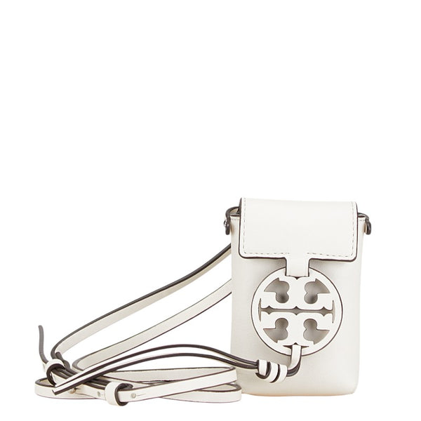 トリーバーチ ロゴ ミニショルダーバッグ ホワイト レザー レディース Tory Burch 【中古】