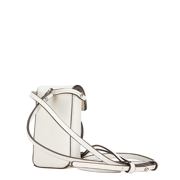 トリーバーチ ロゴ ミニショルダーバッグ ホワイト レザー レディース Tory Burch 【中古】