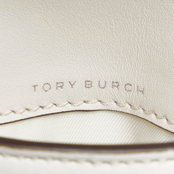 トリーバーチ ロゴ ミニショルダーバッグ ホワイト レザー レディース Tory Burch 【中古】
