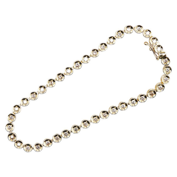 K18YG イエローゴールド ダイヤ1.00ct テニスチェーン ブレスレット レディース 【中古】