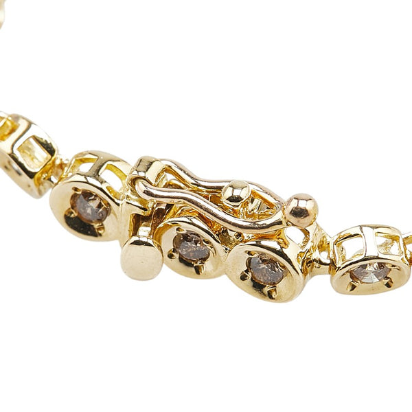 K18YG イエローゴールド ダイヤ1.00ct テニスチェーン ブレスレット レディース 【中古】