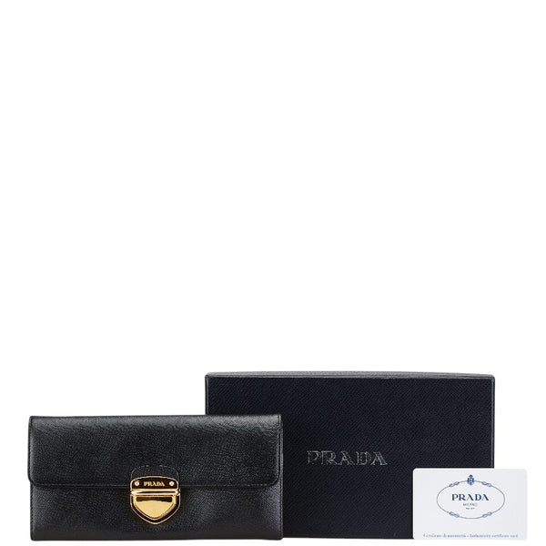 プラダ 長財布 1M1037 ブラック サフィアーノ レディース PRADA 【中古】
