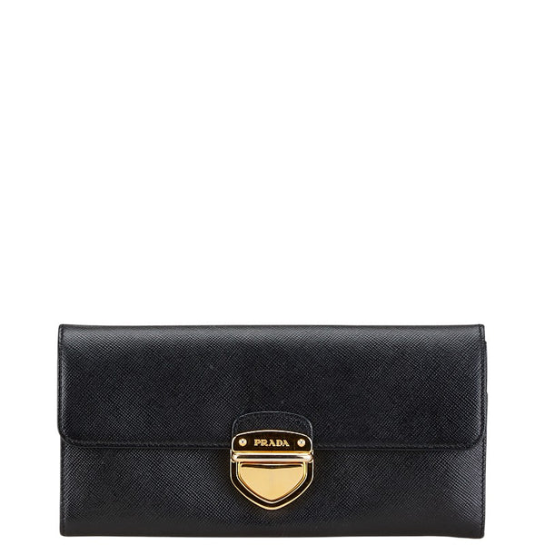 プラダ 長財布 1M1037 ブラック サフィアーノ レディース PRADA 【中古】