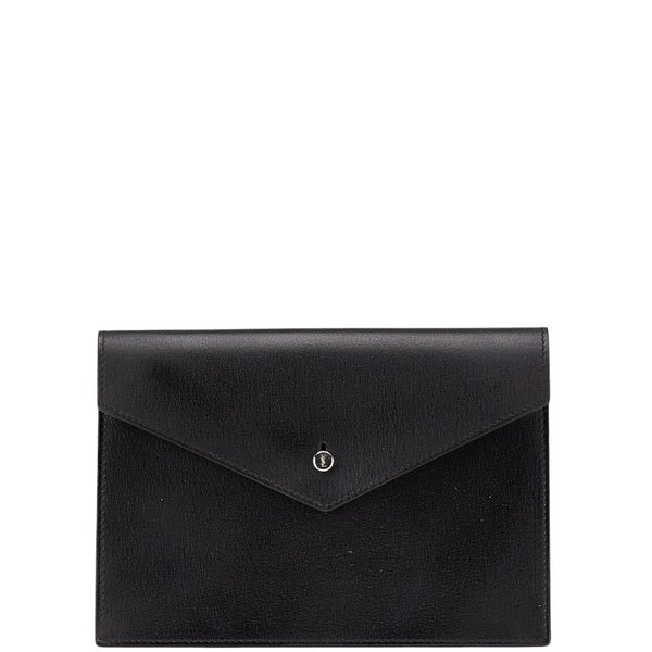 サンローラン レターカードケース 小物入れ ポーチ ブラック レザー レディース SAINT LAURENT 【中古】