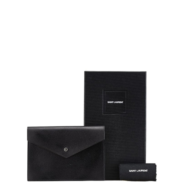 サンローラン レターカードケース 小物入れ ポーチ ブラック レザー レディース SAINT LAURENT 【中古】