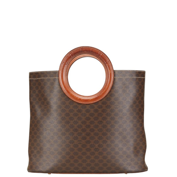 セリーヌ マカダム サークルロゴ ハンドバッグ ブラウン PVC レザー レディース CELINE 【中古】