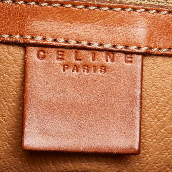 セリーヌ マカダム サークルロゴ ハンドバッグ ブラウン PVC レザー レディース CELINE 【中古】
