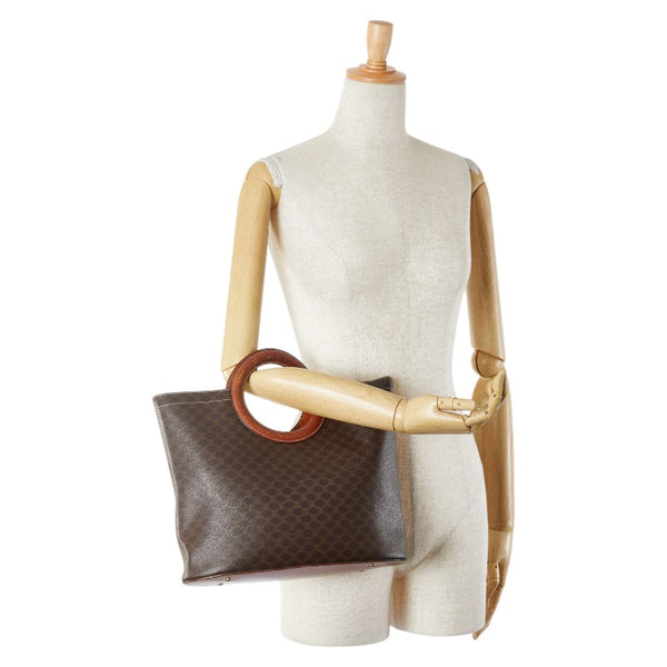 セリーヌ マカダム サークルロゴ ハンドバッグ ブラウン PVC レザー レディース CELINE 【中古】