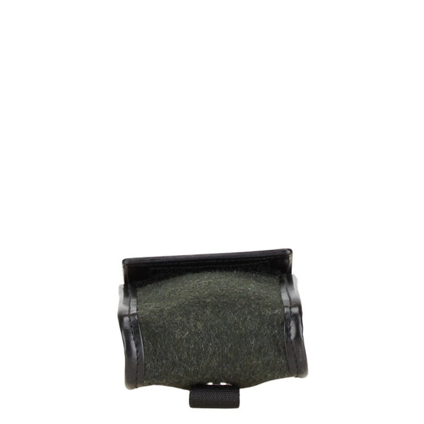 グッチ ポーチ 小物入れ 039 0982 3754 カーキ ブラック ウール レザー レディース GUCCI 【中古】