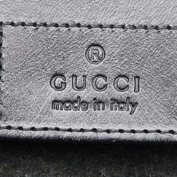 グッチ ポーチ 小物入れ 039 0982 3754 カーキ ブラック ウール レザー レディース GUCCI 【中古】