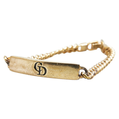 ディオール ロゴ ブレスレット ゴールド メッキ レディース Dior 【中古】