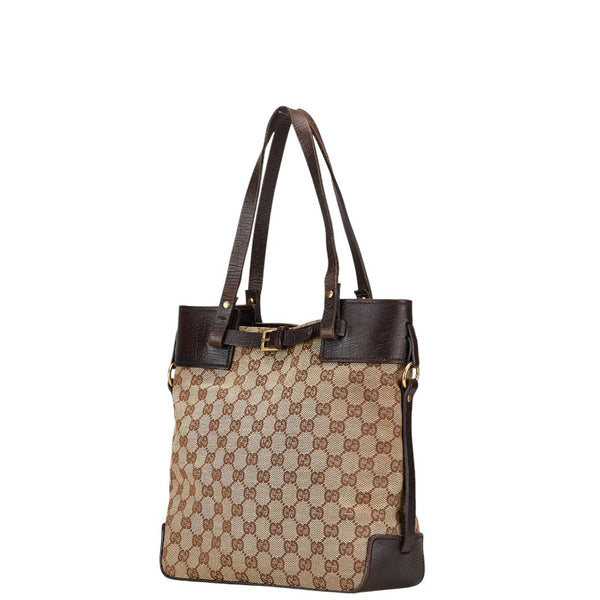 グッチ GGキャンバス トートバッグ 107757 ベージュ ブラウン キャンバス レザー レディース GUCCI 【中古】
