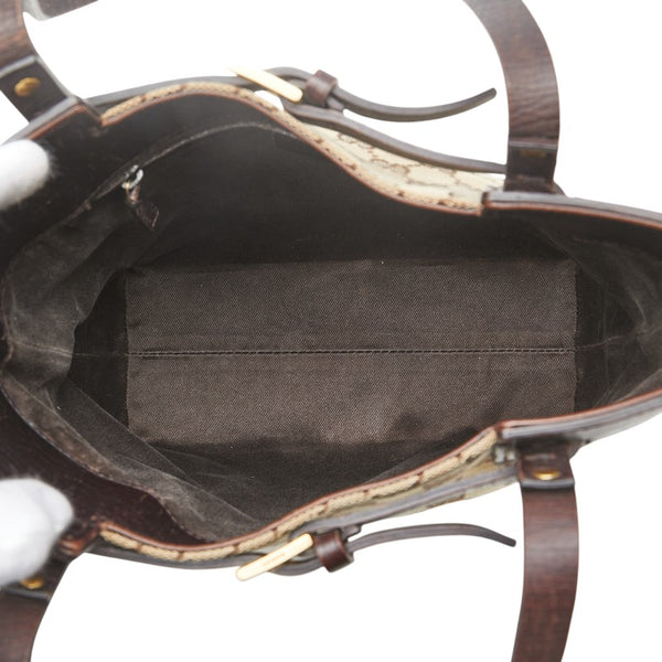 グッチ GGキャンバス トートバッグ 107757 ベージュ ブラウン キャンバス レザー レディース GUCCI 【中古】