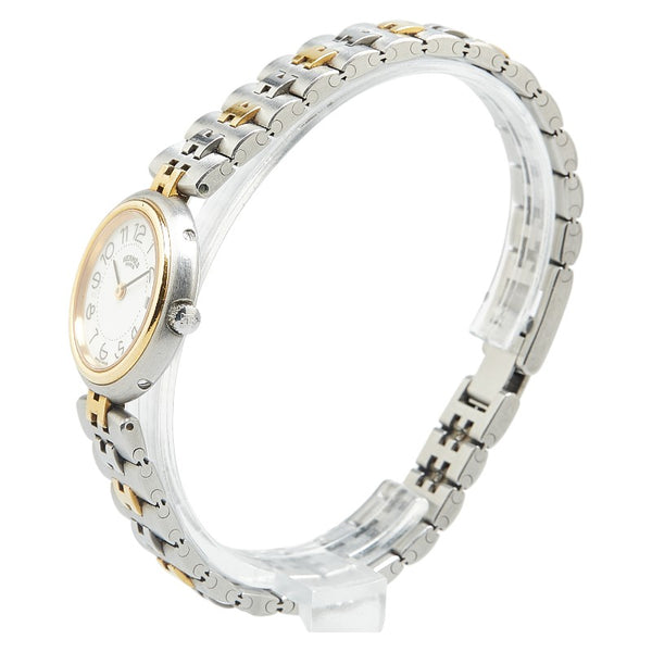 エルメス プロフィール 腕時計 クオーツ ホワイト文字盤 ステンレススチール メッキ レディース HERMES 【中古】