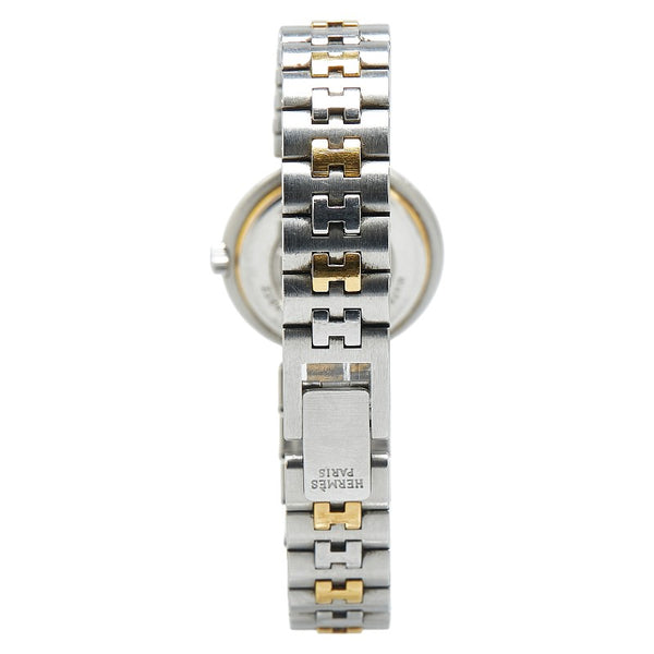 エルメス プロフィール 腕時計 クオーツ ホワイト文字盤 ステンレススチール メッキ レディース HERMES 【中古】