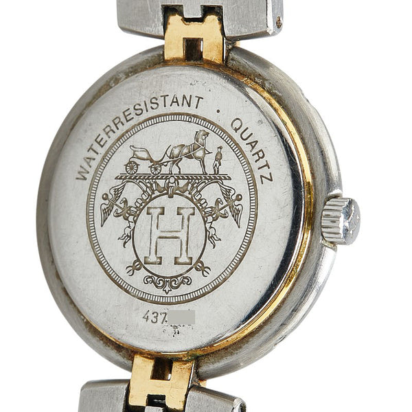 エルメス プロフィール 腕時計 クオーツ ホワイト文字盤 ステンレススチール メッキ レディース HERMES 【中古】