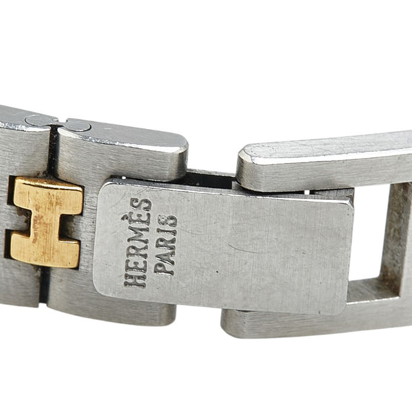 エルメス プロフィール 腕時計 クオーツ ホワイト文字盤 ステンレススチール メッキ レディース HERMES 【中古】