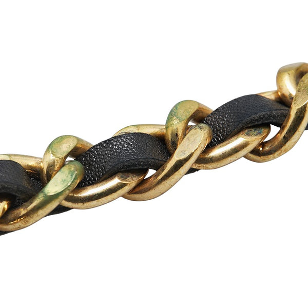 シャネル ココマーク ラウンド キーホルダー バッグチャーム ゴールド ブラック メッキ レザー レディース CHANEL 【中古】