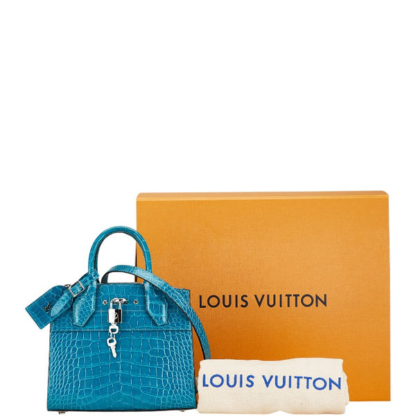 ルイ ヴィトン シティスティーマー MINI ハンドバッグ ショルダーバッグ 2WAY N95115 ライトブルー クロコダイル レディース LOUIS VUITTON 【中古】