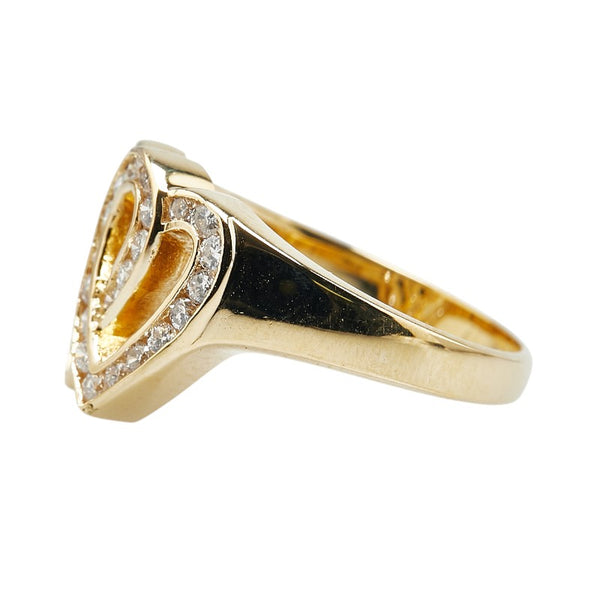 K18YG イエローゴールド ダイヤ0.485ct ダブル ハート モチーフ リング 指輪 レディース 11.5号 【中古】