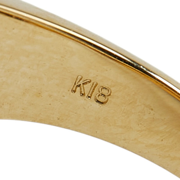 K18YG イエローゴールド ダイヤ0.485ct ダブル ハート モチーフ リング 指輪 レディース 11.5号 【中古】
