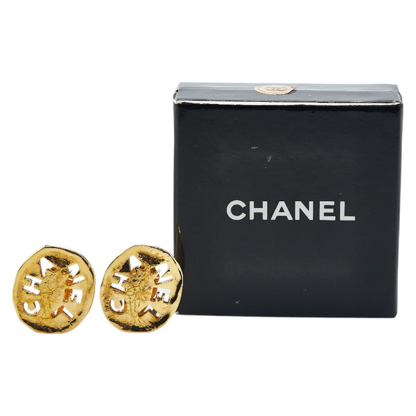 シャネル ロゴ ラウンド イヤリング ゴールド メッキ レディース CHANEL 【中古】