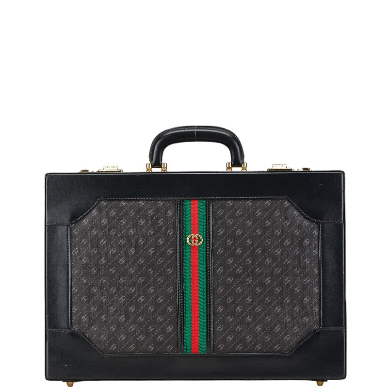 グッチ マイクロGG シェリーライン アタッシュケース ビジネスバッグ ブラック PVC レザー メンズ GUCCI 【中古】