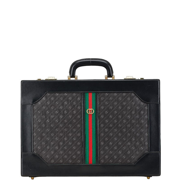 グッチ マイクロGG シェリーライン アタッシュケース ビジネスバッグ ブラック PVC レザー メンズ GUCCI 【中古】