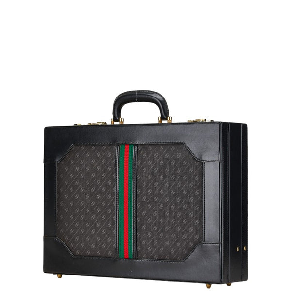 グッチ マイクロGG シェリーライン アタッシュケース ビジネスバッグ ブラック PVC レザー メンズ GUCCI 【中古】