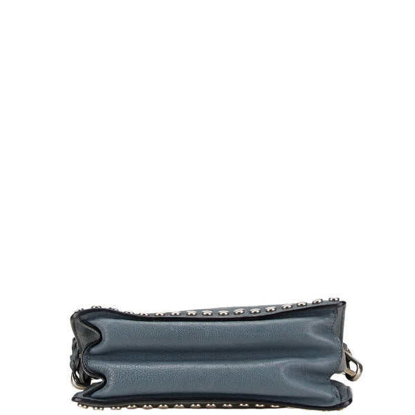 プラダ エティケット スタッズ 斜め掛け ショルダーバッグ ライトブルー レザー レディース PRADA 【中古】