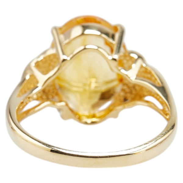 K18YG イエローゴールド シトリントパーズ3.14ct ダイヤ0.03ct リング 指輪 レディース 10.5号 【中古】