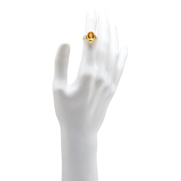 K18YG イエローゴールド シトリントパーズ3.14ct ダイヤ0.03ct リング 指輪 レディース 10.5号 【中古】