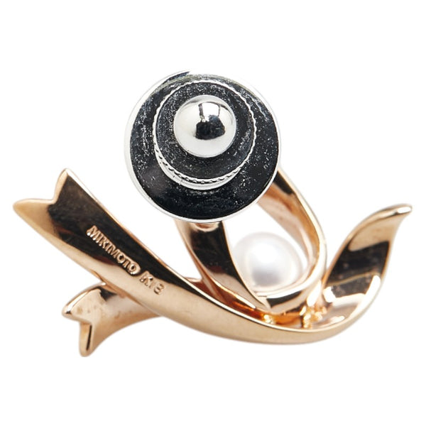ミキモト K18PG ピンクゴールド アコヤパール6ｍｍ リボン モチーフ タイピン タイタック レディース MIKIMOTO 【中古】