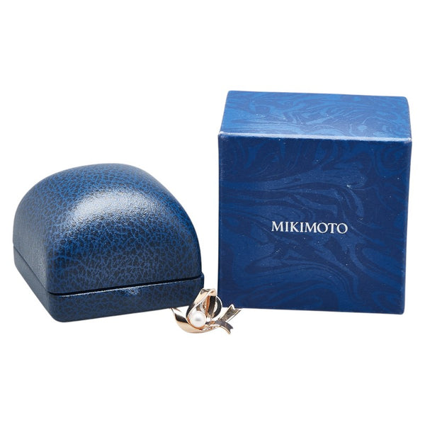 ミキモト K18PG ピンクゴールド アコヤパール6ｍｍ リボン モチーフ タイピン タイタック レディース MIKIMOTO 【中古】